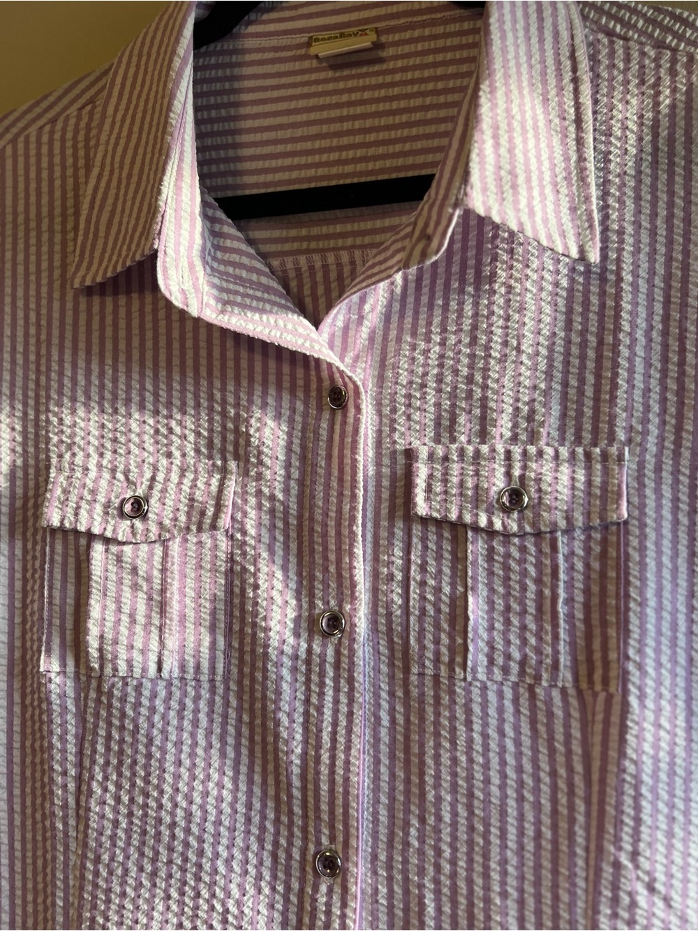 Striped Seersucker Shirt Dress - Picture 6 of 7